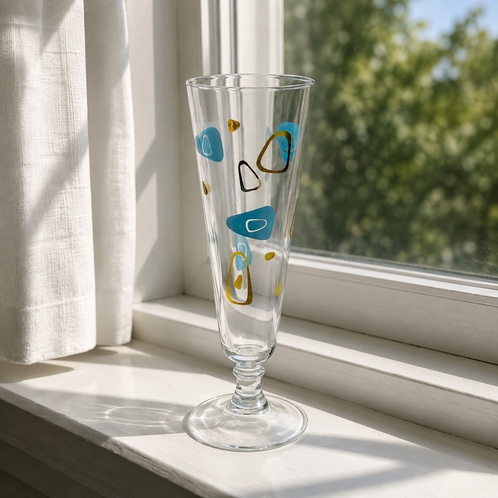 Federal Glass Amoeba Boomerang Atomic Pilsner MCM Vintage Barware